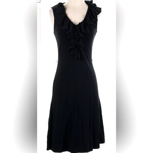 Navy Lauren Ralph Lauren Dress with Ruffled V Neckline